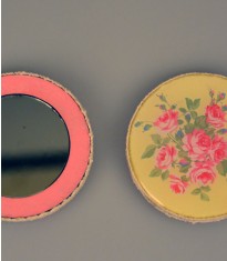 آینه دستساز گلدار لیمویی سایز کوچک